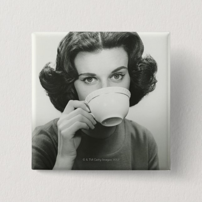 Woman Drinking 15 Cm Square Badge (Front)