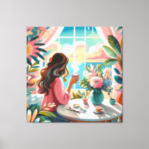 woman drinking coffe