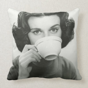 Woman Drinking Cushion