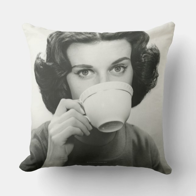 Woman Drinking Cushion (Front)