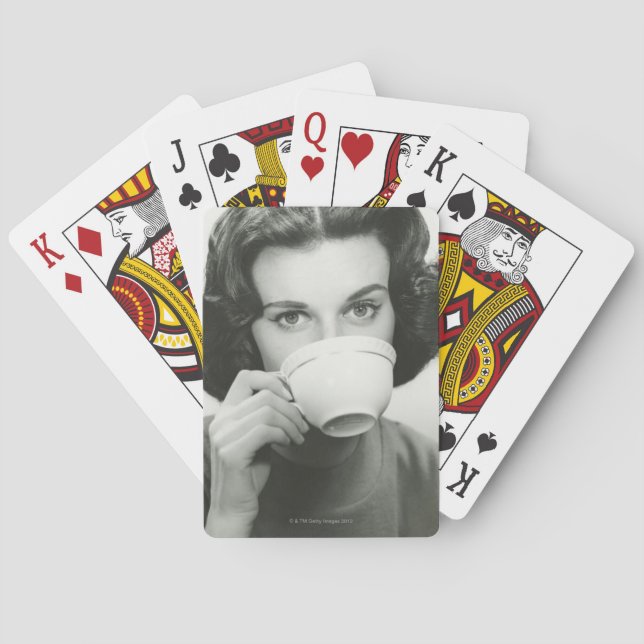 Woman Drinking Playing Cards (Back)