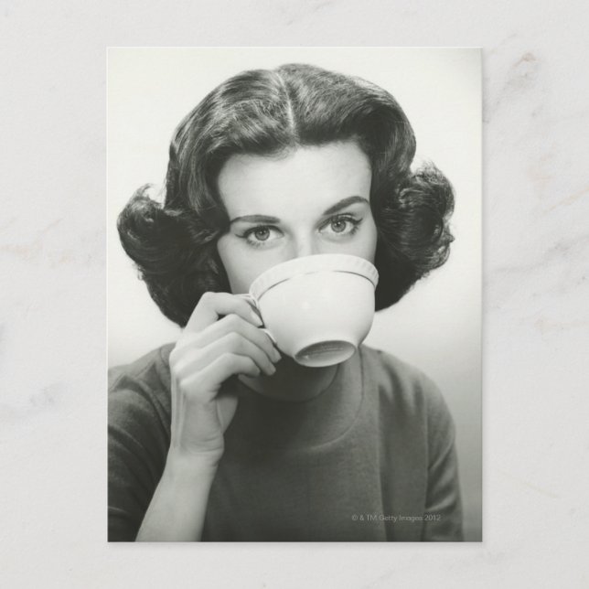 Woman Drinking Postcard (Front)