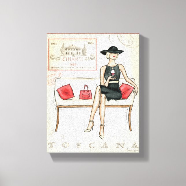 Woman Drinking Red Wine Canvas Print (Front)