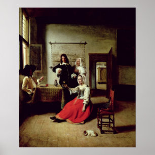 Woman drinking with soldiers, 1658 poster