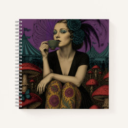 Woman Drinks Tea at the Circus Notebook