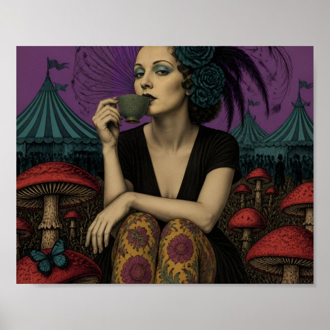 Woman Drinks Tea at the Circus Poster (Front)