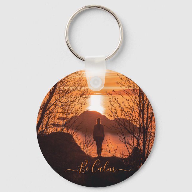 Woman during sunset keychain (Front)