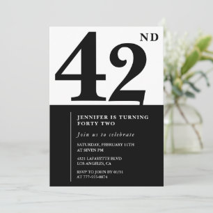 Woman Elegant 42nd birthday invitation Black