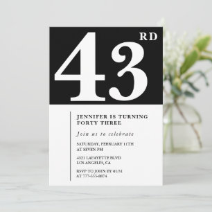Woman Elegant 43rd birthday invitation Chic Simple