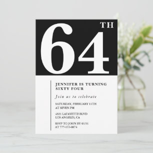 Woman Elegant 64th birthday invitation Chic Simple