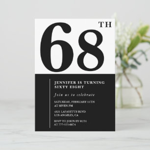 Woman Elegant 68th birthday invitation Black 
