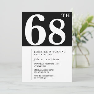 Woman Elegant 68th birthday invitation Chic Simple