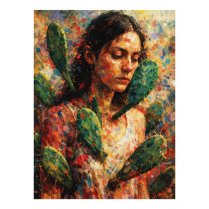 Woman Embracing Cactus Prickly Pear Symbolic Photo Print