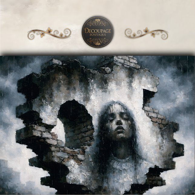 Woman Emerging from Brick Wall Decoupage Tissue Paper (Woman Emerging from Brick Wall Decoupage Tissue Paper)