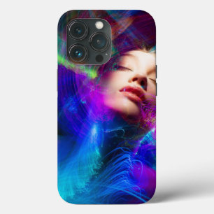 Woman-face-light-painting-light iPhone 13 Pro Case