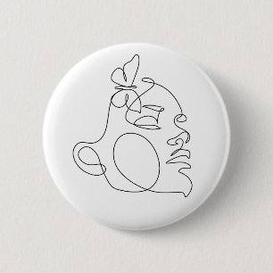 Woman Face Line Art 6 Cm Round Badge