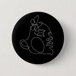 Woman Face Line Art 6 Cm Round Badge