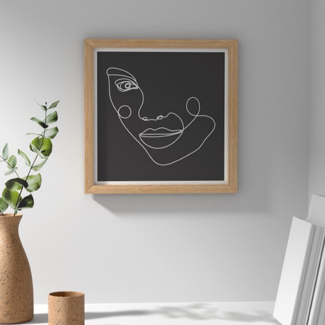 Woman Face Line Art Black and White Poster (Creator Uploaded)
