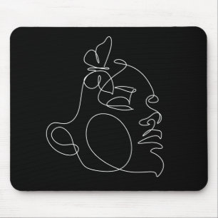 Woman Face Line Art Mouse Pad