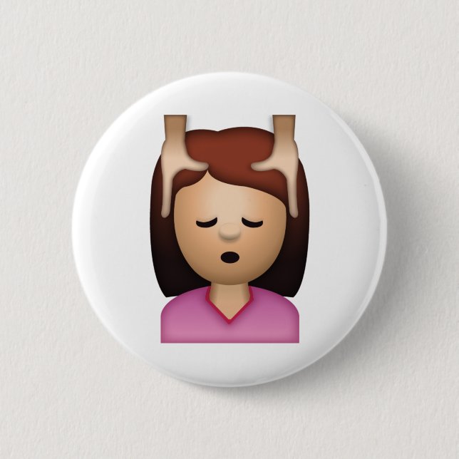Woman Face Massage - Emoji 6 Cm Round Badge (Front)