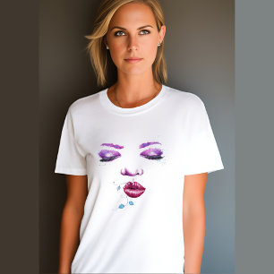 Woman Face Portrait Pout Colourful Makeup  T-Shirt