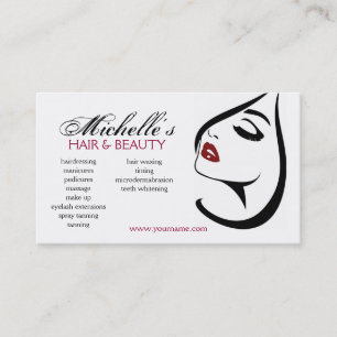 Woman face red lips long eyelashes Makeup Icon Business Card