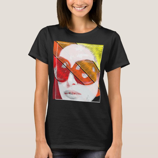 Woman Face With Sunglasses Ladies Aesthetics Style T-Shirt (Front)