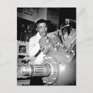 Woman Factory Worker with Aircraft Engine Postcard