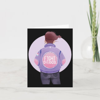 Woman Fight Overdose Purple Ribbon Overdose Awaren Card