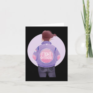 woman fight overdose Purple Ribbon Overdose Awaren Card