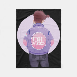 Woman Fight Overdose Purple Ribbon Overdose Awaren Fleece Blanket
