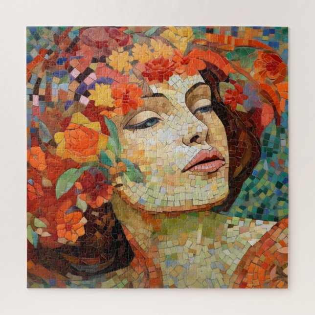 Woman Flower Crown Mosaic Jigsaw Puzzle (Vertical)
