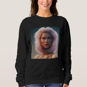 Woman Fluffy Lion Mane Pink King Fantasy Nature W Sweatshirt