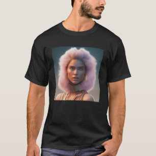 Woman Fluffy Lion Mane Pink King Fantasy Nature W T-Shirt