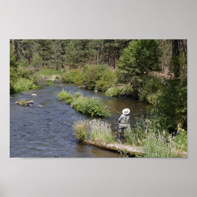 Woman Fly Fishing on the Metolius River, Oregon Poster (Front)