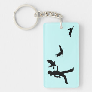 Woman Flying Harris Hawks Key Ring