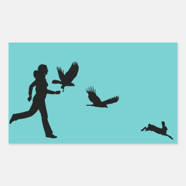 Woman Flying Harris Hawks Rectangular Sticker (Front)