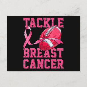 Woman Football Tackle Breast Cancer Awareness Pink Postcard