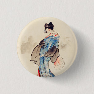Woman Full-Length Portrait by Katsushika Hokusai 3 Cm Round Badge