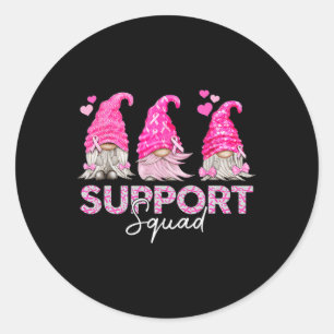 Woman Fun Gnomies Support Squad Breast Cancer Awar Classic Round Sticker