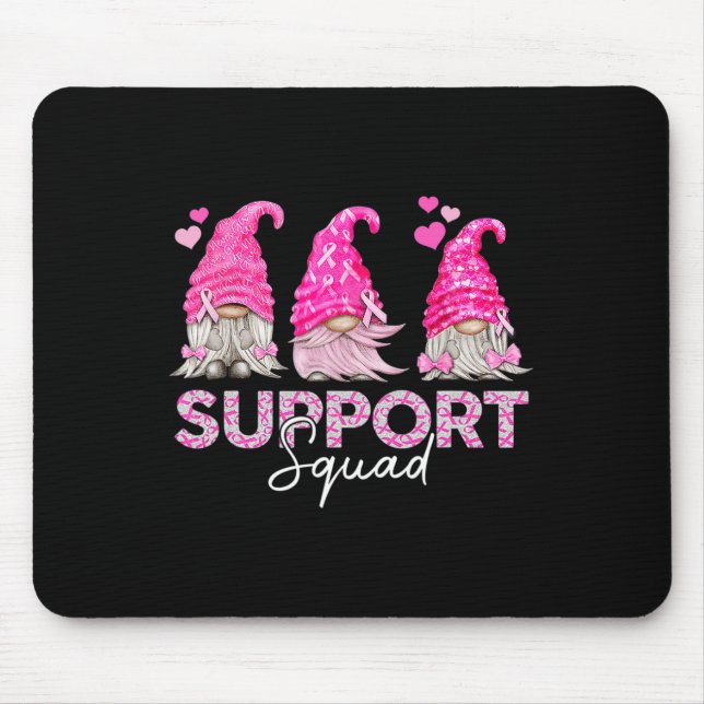 Woman Fun Gnomies Support Squad Breast Cancer Awar Mouse Pad (Front)