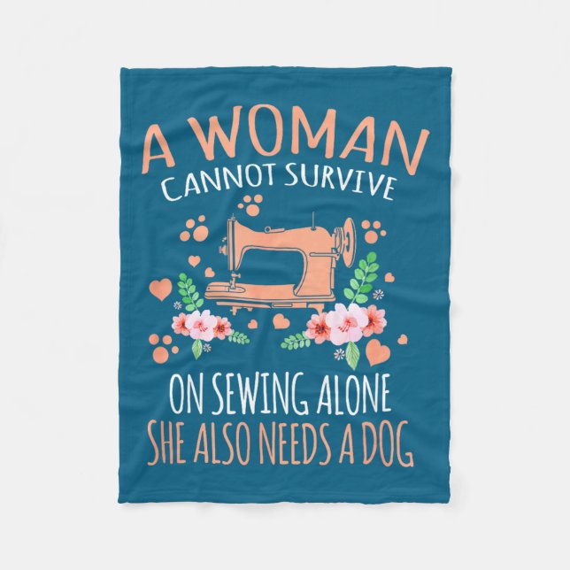 Woman Funny Sewing Quote  Fleece Blanket (Front)