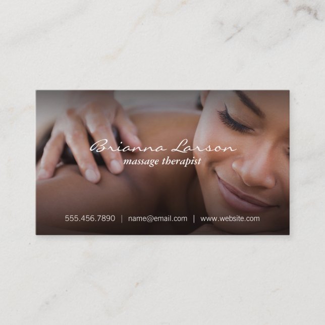 Woman Getting Back Massage | Holistic Healing Business Card (Front)