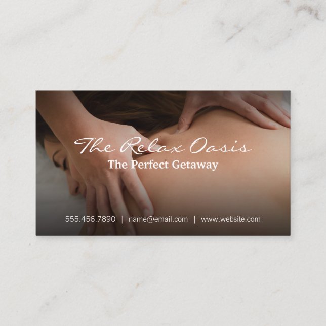 Woman Getting Back Massage | Spa Business Card (Front)
