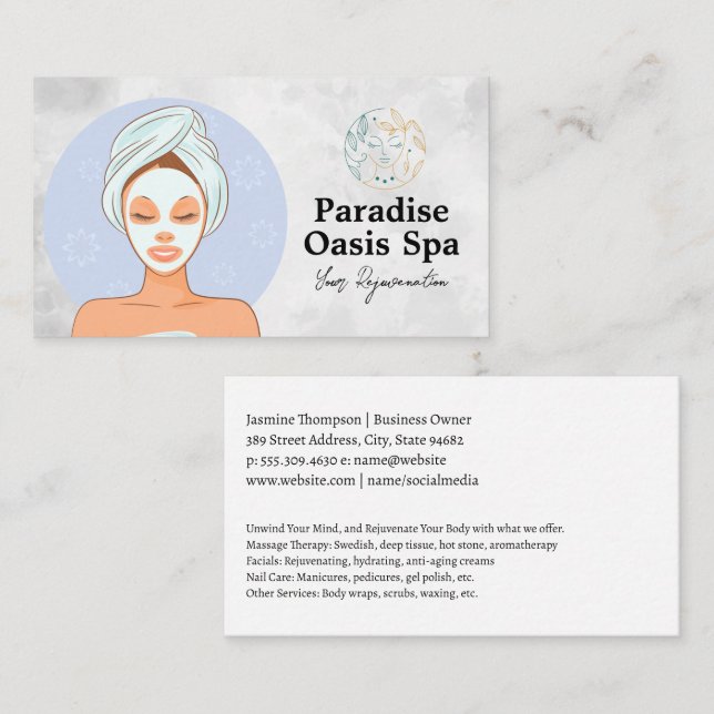 Woman Getting Spa Facial | Beauty Restoration Business Card (Front/Back)