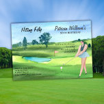 Woman Golf Player Hitting Fifty 50th Birthday Invitation<br><div class="desc">"Elevate your 50th birthday milestone celebration with our exquisite Golf-themed invitation card! Immerse yourself in the serene beauty of a watercolor masterpiece, featuring a graceful woman in hitting position on a lush golf course. The customizable details allow you to make it uniquely yours—add your name, date, and address for a...</div>