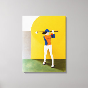 Woman Golfer Canvas Art Print