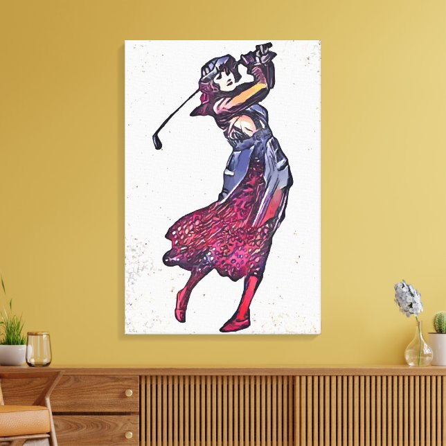 Woman golfer canvas print (Insitu(LivingRoom))