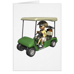 Woman Golfer Cart