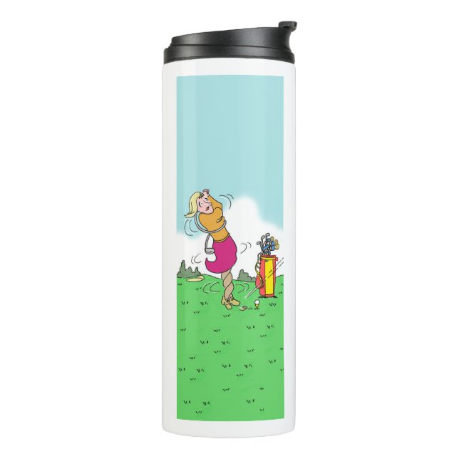 Woman Golfer Gets in a Twist - Funny Thermal Tumbler (Rotated Left)